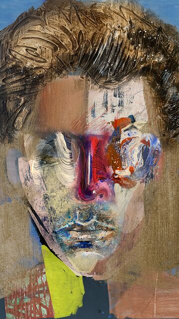 The Face Beneath the Signal · unique art print UB022-001